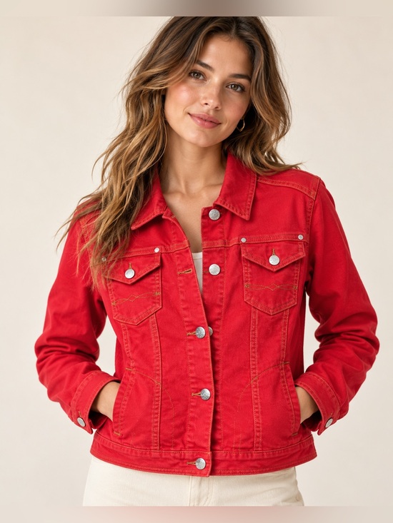 CAbi Jackets & Blazers - Cabi red denim jacket Size Large